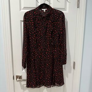 Topshop Black and Red Long Sleeve Sundress